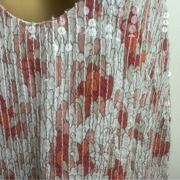 French Connection Cream Sofa Reds Clear Sequins Feather Field Saess Dress NWT 6 - Picture 8 of 15